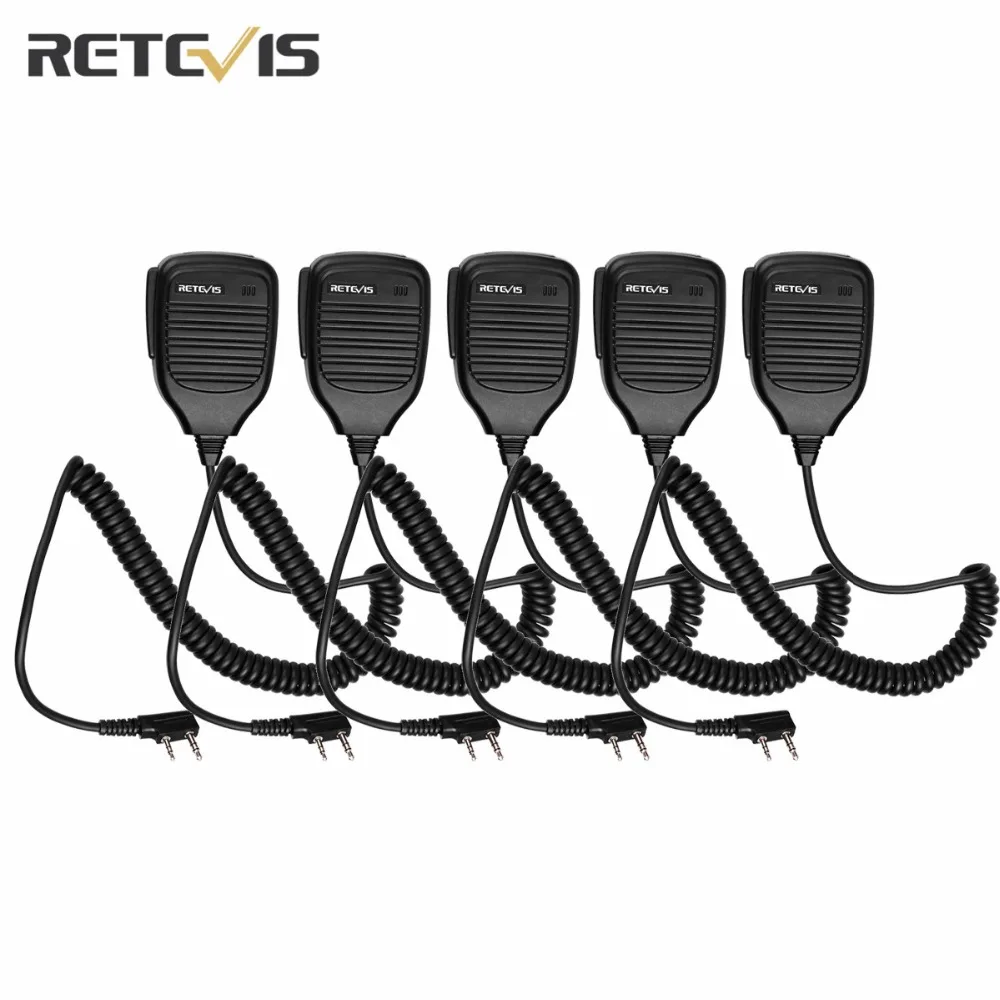 

5 pcs Retevis Speaker Walkie Talkie Mic 2 Pin PTT Speaker Mic Handheld Remote For Baofeng 888s/UV-5R/UV-5RA Retevis C9001A