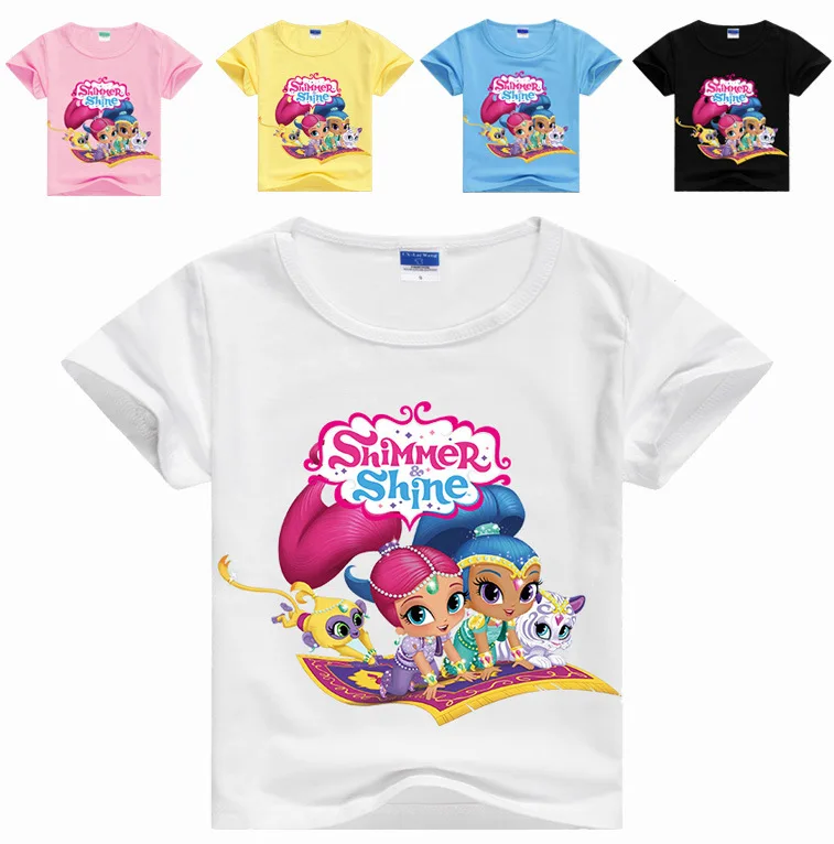 

Brand Cartoon Style Short Sleeve Girls T-shirts Cotton Summer Children Girl Tshirt Shimmer and Shine Tops Tees for 3-14 Years