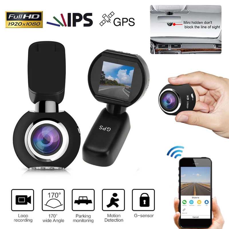 

Mini 1.54" IPS LCD 170 Dgree 1080P FHD Car DVR Camera WDR Night Vision Digital Video Recorder Dash Cam Auto WIFI Camcorder GPS