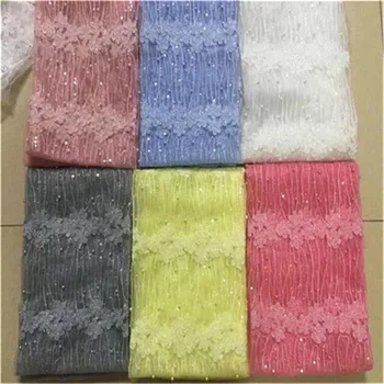 

Latest Nigerian Tulle Lace 2019 French Net Beaded sequins Lace Fabric For Nigerian Wedding Embroidery African Lace Fabric