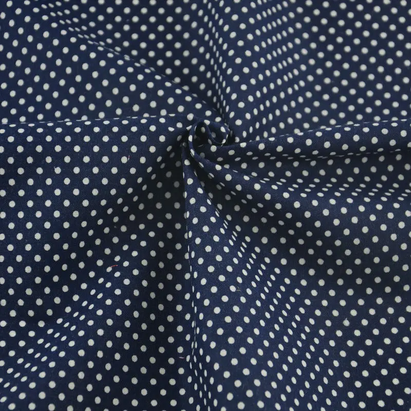 

100% Cotton Fabric Sewing Blue Printed White Dots Designs Patchwork Scrapbooking Plain Fat Quarter Home Textile Cloth