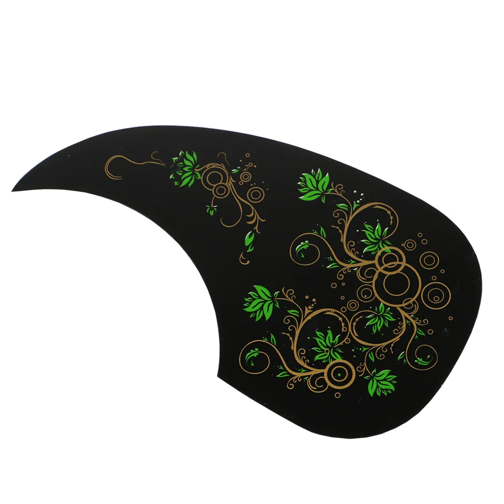 Guitar Pickguard Scratch Plate Black with Green Flower Pattern Acoustic Guitar Celluloid Pickguard For 40" & 41" Acoustic Guitar