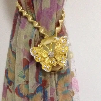 

free ship for 1 pair,Lowest price high quality Tensile magnetic curtain clip,creative butterfly style, best choice for curtain