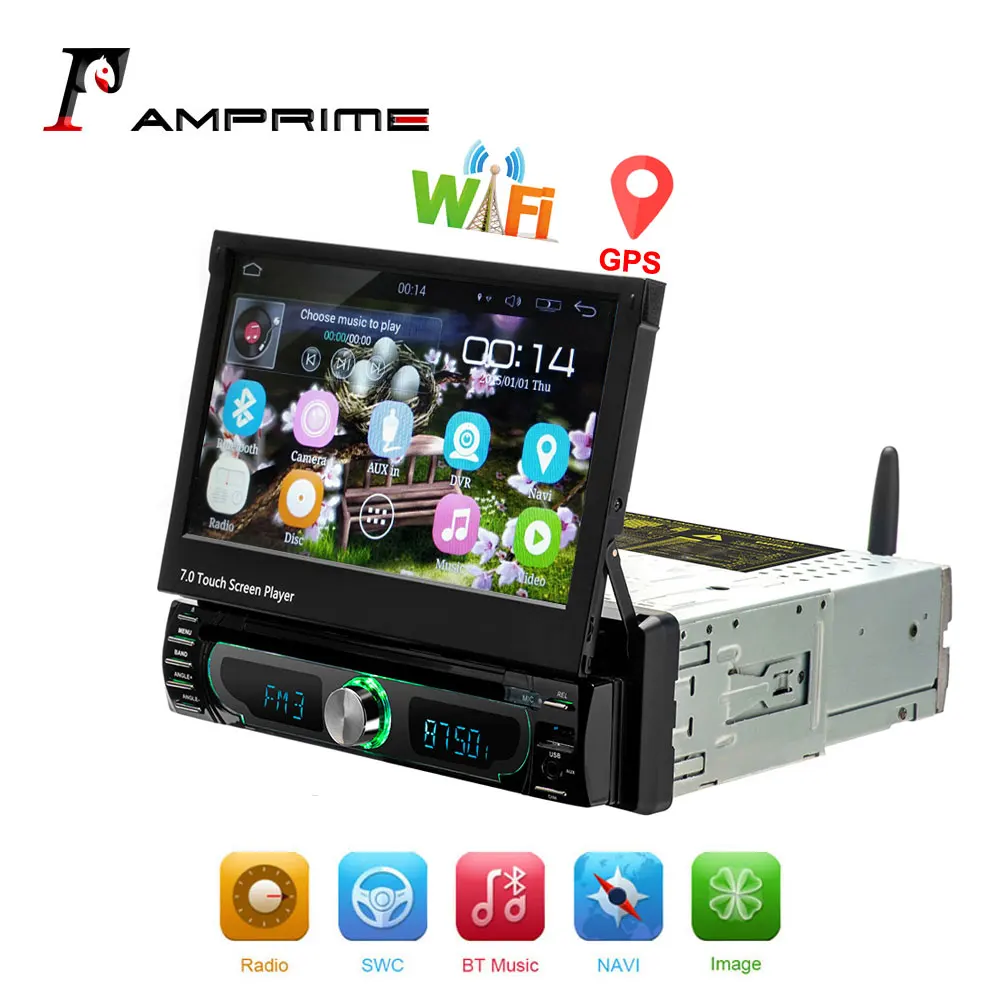 AMPrime Autoradio 1 din Car Radio Android GPS 7 inch HD Touch Screen Car Multimedia Player Mirror Link Support Rear View Camera