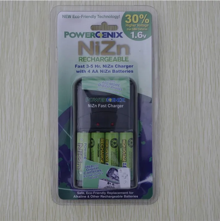 4 шт AA NiZn 1,5 V 1,6 v 2500mWh Высокое напряжение, перезаряжаемая батарея+ зарядное устройство