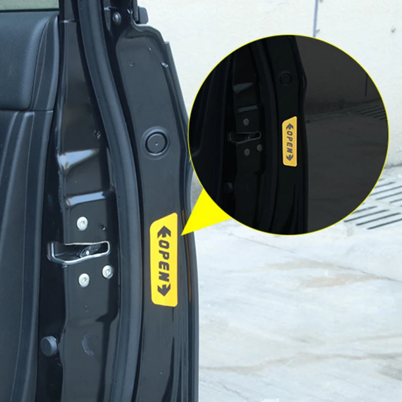 4pcs/set Reflective Open Sticker Door Open Warning Safety Car Styling