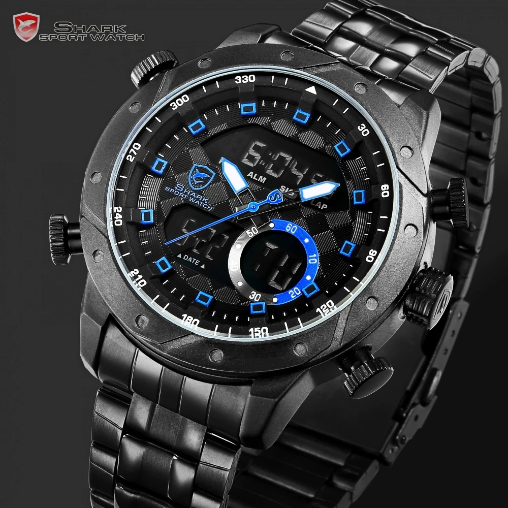 Snaggletooth SHARK relogio masculino de luxo Chronograph Hiking Men Watch Digital LCD Alarm Stop Watches Vintage Clock / SH594 Snaggletooth SHARK relogio masculino de luxo Chronograph Hiking Men Watch Digital LCD Alarm Stop Watches Vintage Clock / SH594