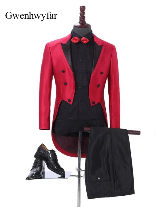 Mens Peak Lapel Classic Fit 3pc Tailcoat Suit Wedding Men Suit Groom Tudexo Party Suit