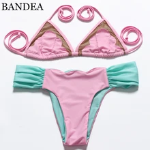 2016 Sexy Women Halter Swimwear Low waist Bikini Brazilian Mesh Swimsuit Beachwear Bathing Suits