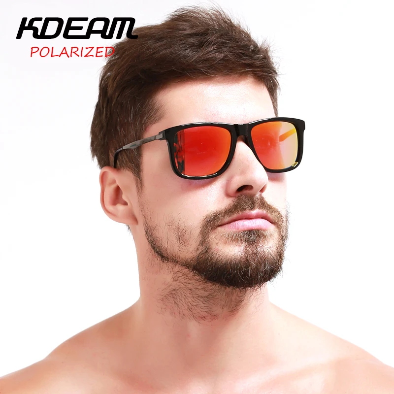 Новые KDEAM Мужские квадратные солнцезащитные очки поляризованные HD линзы солнцезащитные очки для мужчин и женщин фирменный дизайн солнцезащитные очки 4 цвета с чехлом KD9022