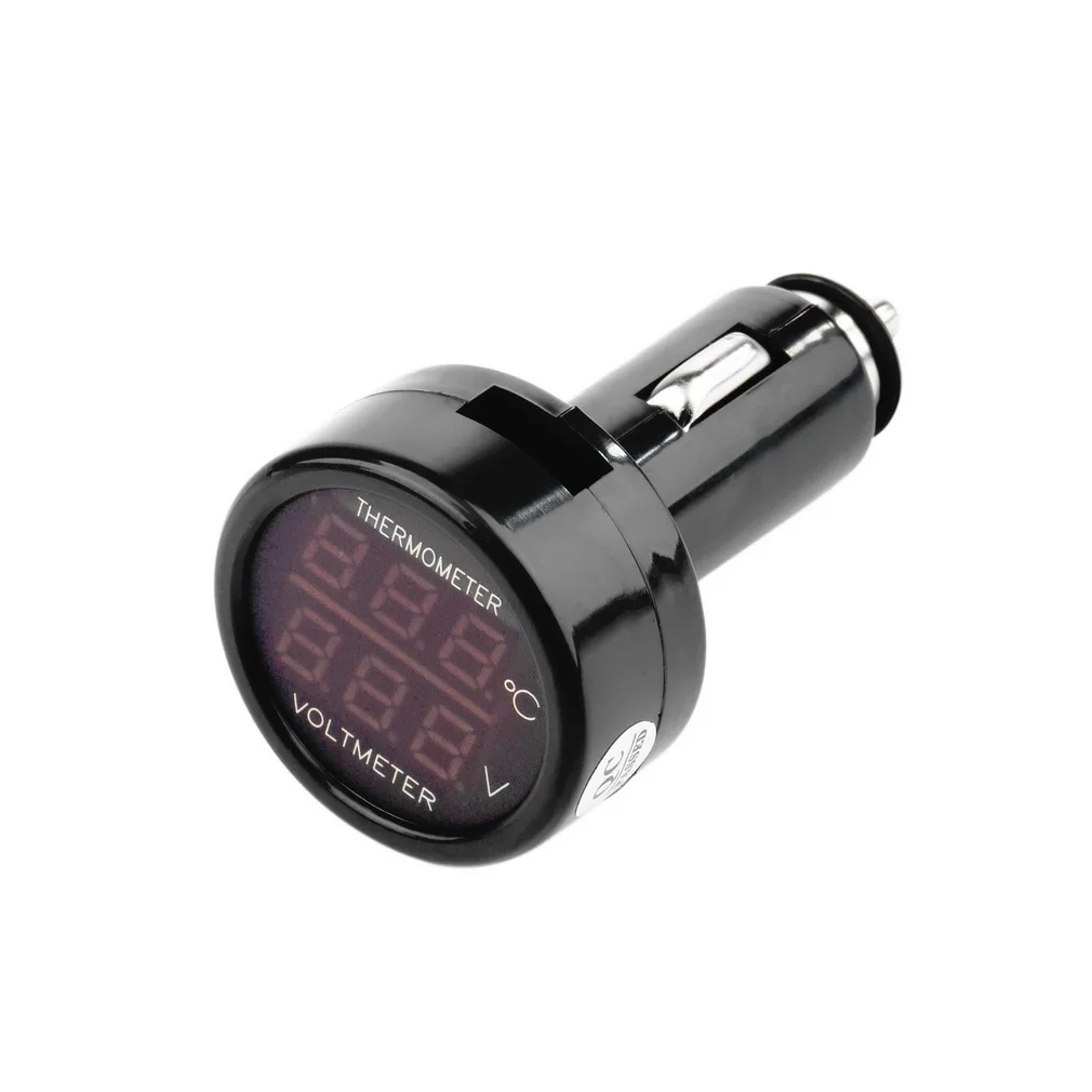 2 In 1 LED Digital Thermometer Voltmeter Temperature Volt Meter 12V Car Dual Display Cigarette