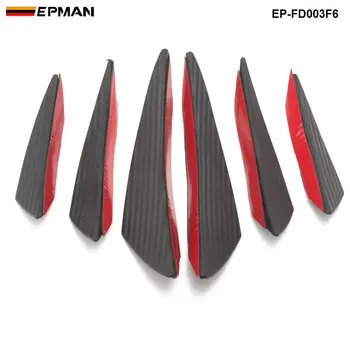 

EPMAN 6pcs/lot Car Carbon Fiber Front Bumper Splitter Fins Body Spoiler Canards Valance Chin EP-FD003F6
