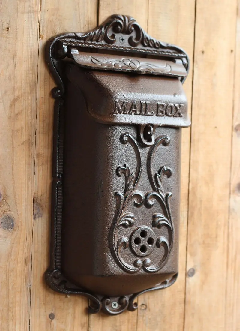 Vintage fashion iron mailbox pillar box wrought iron decoration 1308in