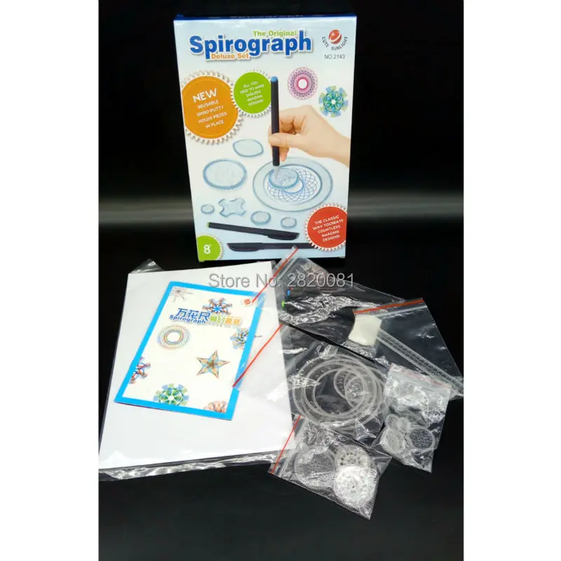 

Spirograph deluxe set Drawing rulers with 3pcs pens,Interlocking Gears & Wheels,children's educational toys creative design draw