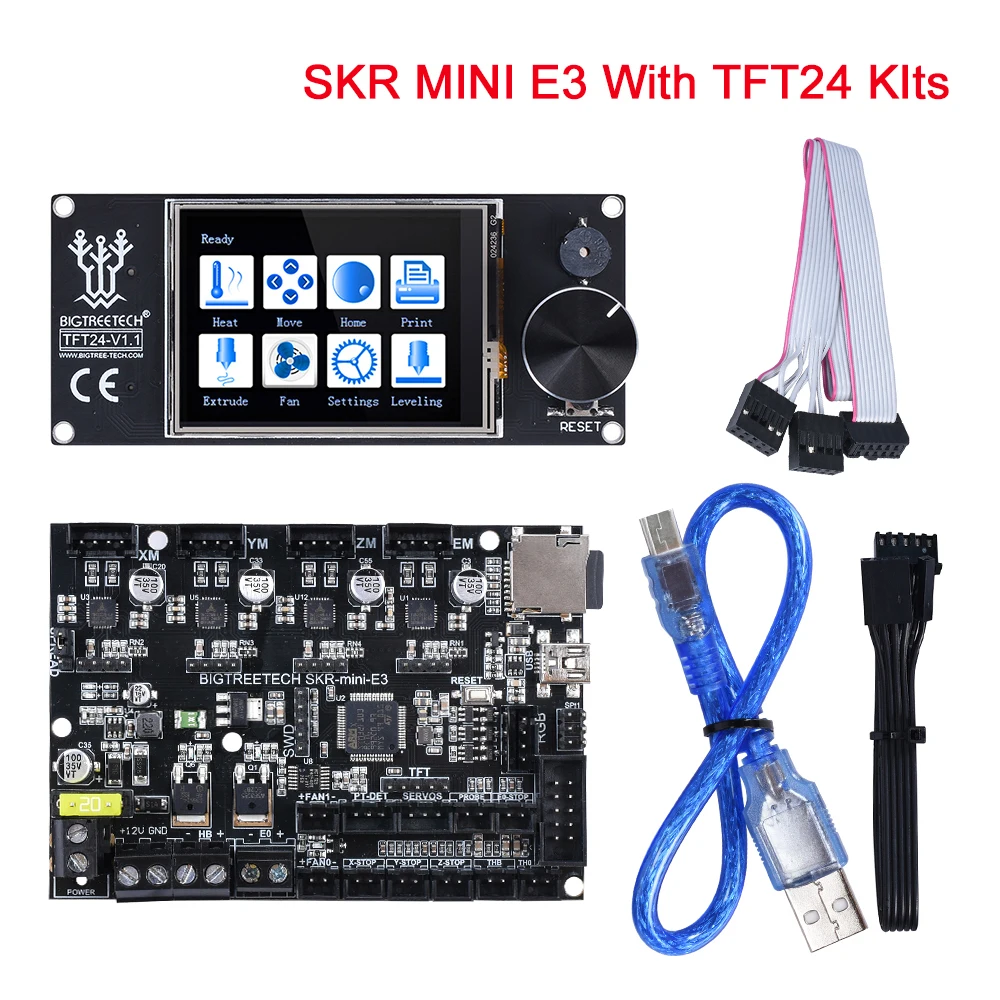 Pаспродажа BIQU BIGTREETECH SKR мини E3 32 бит контроллер интегрированный TMC2209 UART с TFT24 V1.1 экран для Ender 3 5 SKR Pro 3d принтер