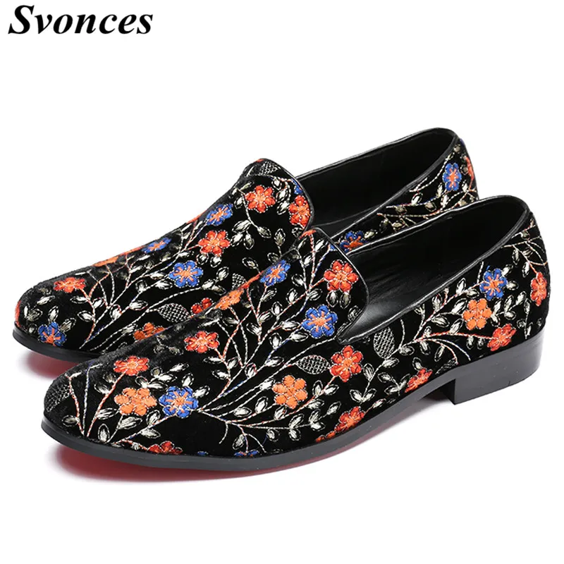 

Big Size 37-46 Embroidery Floral Mens Shoes Casual Fashion Nightclub Bars Party Super Star Shoes Slip-on Wedding Mens Loafers