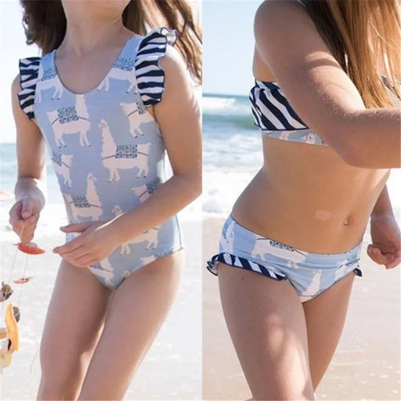 Kid Baby Girls Swimwear Alpaca Striped Bikini Set Swimsuit Bathing Sexy Newest maillot de bain fille musulmane | Женская одежда