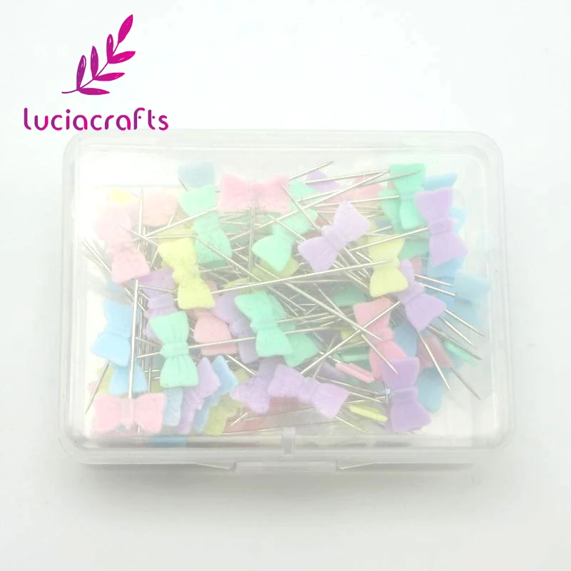 Lucia crafts 1 кор./лот(50 шт./кор.)/(100 шт./кор.) 10*50 мм швейная фурнитура в стиле пэчворк шпильки с цветочной брошью для шитья булавки с коробкой J0144