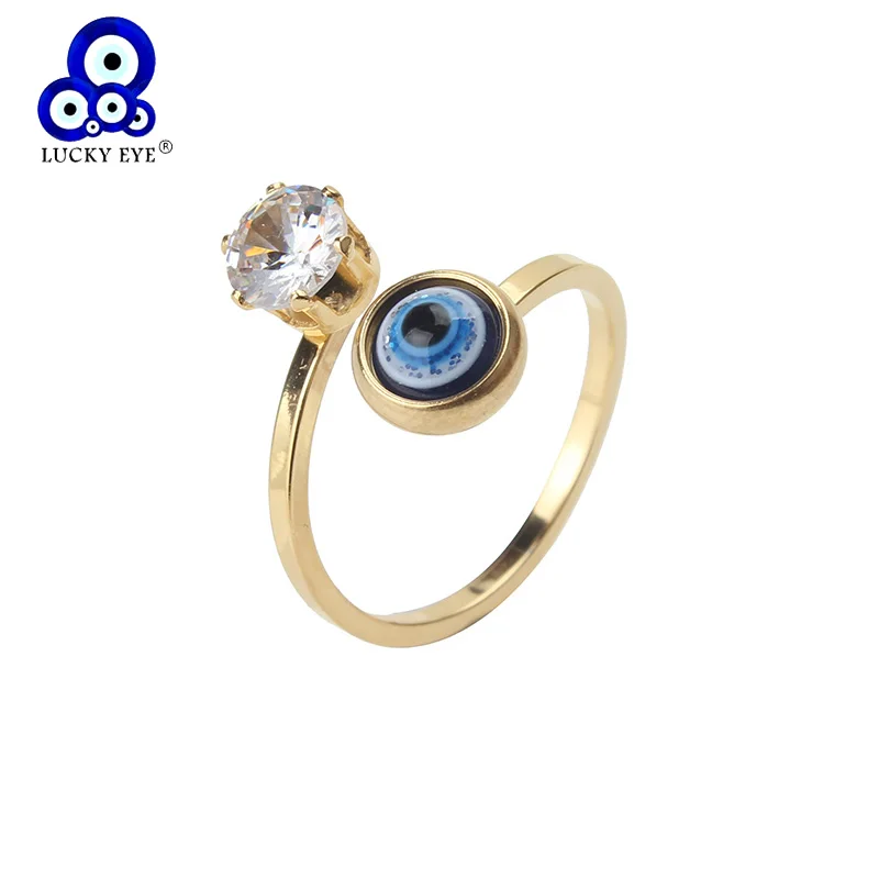 Женское кольцо злой глаз Lucky Eye ювелирное изделие с кристаллом золотого и