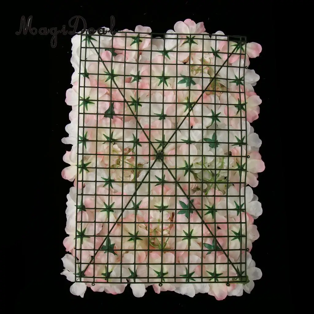 4pcs/Set Artificial Rose Hydrangea Flower Wall Panel Main Road Pillar Wedding Venue Decor White and Champagne