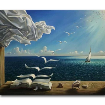 

Full square/ round Diamond Embroidery fantasy art nature painting sunlight books birds flying surreal Diamond Painting