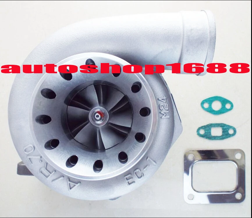 

T66-7 GT35 GT3584 T4 T04Z TO4R T04S a/r 0.70 anti-surge a/r .96 T4 flange 3.00 inch V-band oil cooled 400-500hp