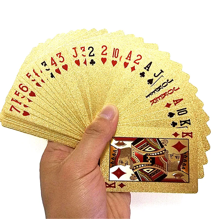 

Durable Waterproof Playing Card Game Cards Gold Foil Poker Set Plastic Poker Gift Collection Table Games