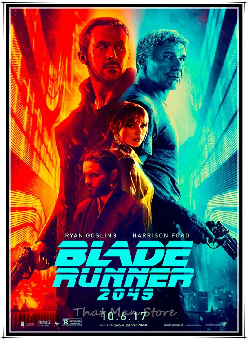 Плакаты наклейки на стену бегунок лезвий 2049 Райан Гослинг белая бумага с