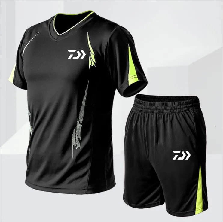

2019 New DAIWA Fishing T Shirt And Pants Men Outdoor Sport Breathable Quick Dry Cycling Fishing Clothing Set Plus Size Shorts