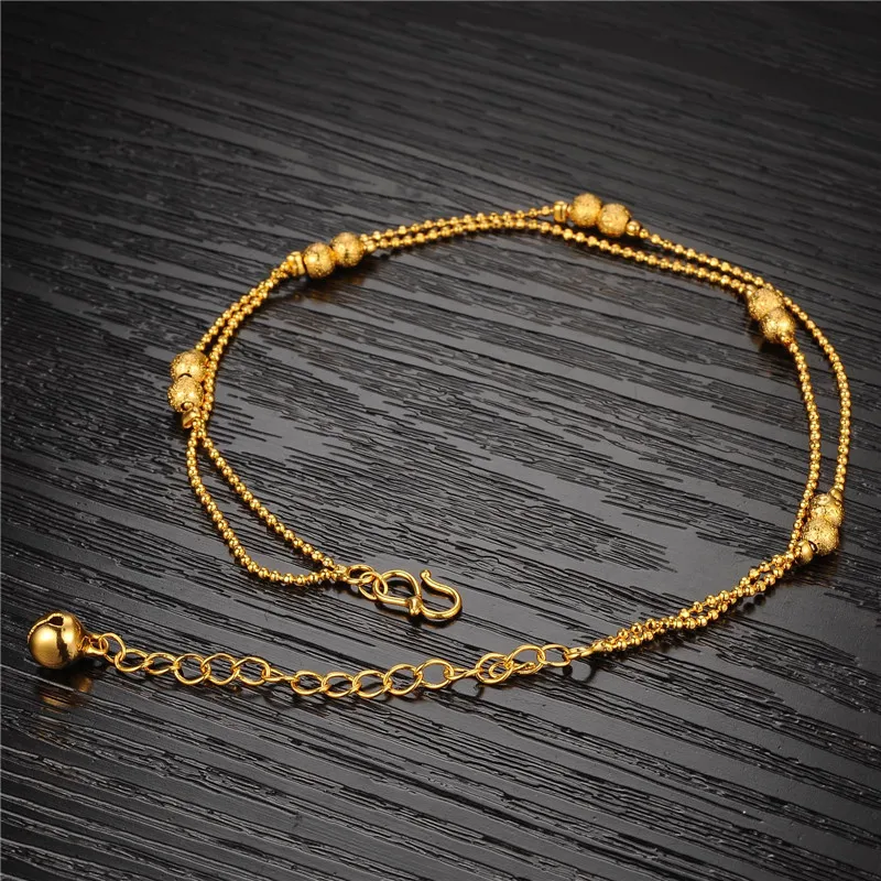 Luxury Elegant Jewelry Ladies Gold Anklet Chain Double Layer Simple