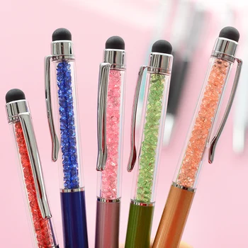 

11 Colors Crystal Ballpoint Pen Fashion Creative Stylus Touch Pen for Writing Stationery Office & School Pen Ballpen Black Blue