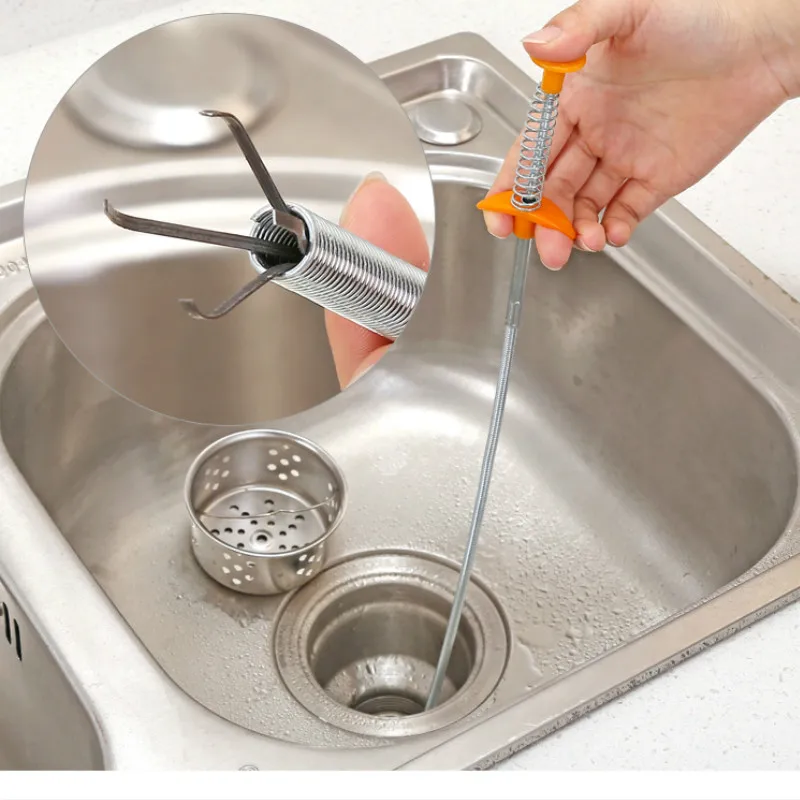 

1pc Flexible Sink Claw Pick Up Kitchen Cleaning Tools Pipeline Dredge Sink Hair Brush Cleaner Bend Sink Tool Sewer Garbage Clamp