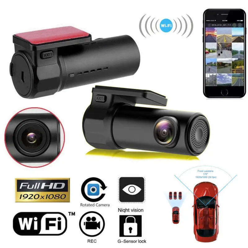 Автомобильный видеорегистратор Full HD 1080P с Wi Fi автомобильная камера ночным