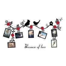 New 3D Sticker On The Wall Black Art Photo Frame Memory Wall Stickers Home Decor Family Tree Wall Decal Birds Flower Vine