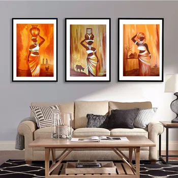 

African Woman (Triptych) Diy Diamond Painting Full Squareround drill Mosaic Rhinestones of Pictures 5d Diamond EmbroideryZP-1692