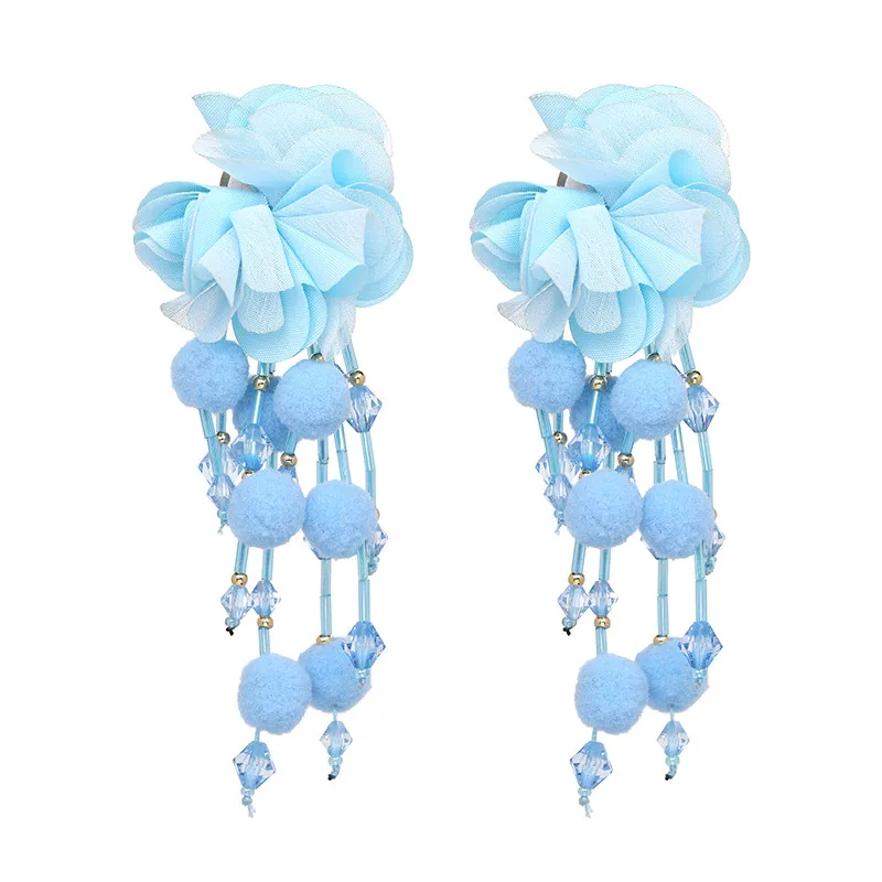 Boho Макси летние ювелирные изделия длинные кисточки Висячие серьги цветок массивные Висячие серьги для женщин Bijoux - Окраска металла: Light blue