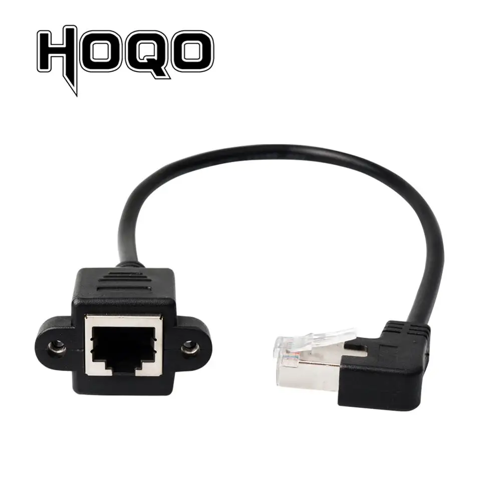 

Left angle 90 degree Rj45 screw Panel mount ethernet Extension Cable LAN Male to Female UTP Cat5e internet Cord Screw hole