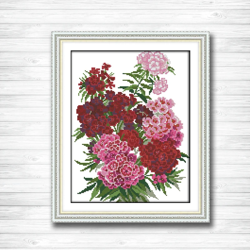 

Carnation flowers diy decor painting dmc 14CT 11CT counted cross stitch Needlework Set Embroidery kits chinese cross stitch