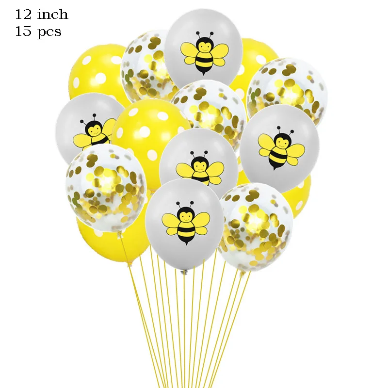 Leeiu 12 дюймов латексные шары в виде пчелы из мультфильма, украшения для детского дня рождения, черные, желтые шары в горошек, свадебные принадлежности - Цвет: 5