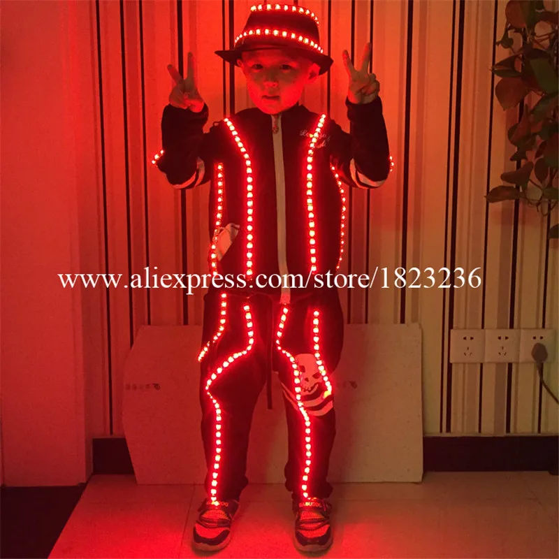 LED Luminous Children Robot Suit font b Clothing b font Illuminate Flashing Led Costumes Party Dress
