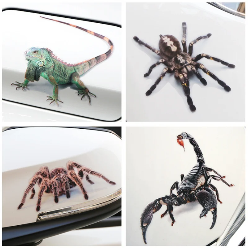 Автомобиль-Стайлинг 3D автомобильный стикер животные бампер паук Gecko скорпионы для Fiat Panda Bravo Punto Linea Croma 500 595