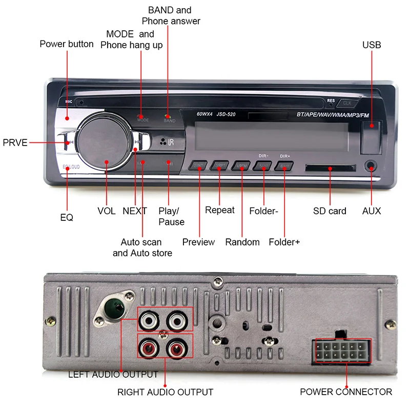 24 V грузовик радио автомобилей автобусов 1 Din Bluetooth MP3 плеер в машине Estereo пост Para
