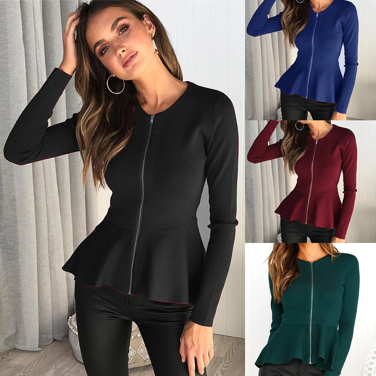 

Womens Summer Blouse Tops Ladies Long Sleeve Loose Casual Ruffle Shirt