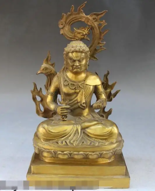 

S3407 11" Tibet Buddhism Bronze Seat Lotus Acala Acalanatha Buddha God Phoenix Statue