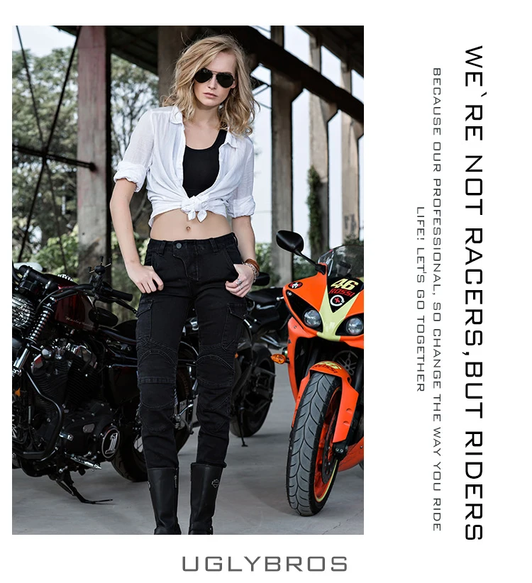 Новейший крутой Uglybros моторный бассейн UBS06 черные джинсы для езды на мотоцикле брюки для девочек женские джинсы с мотором