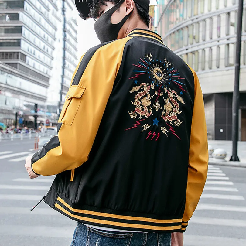 Zogaa Chinese Style Men Jacket Coat Dragon Embroidery Streetwear Men Jacket Coat Hip Hop Mens Bomber Jackets 2019 Autumn Jacket