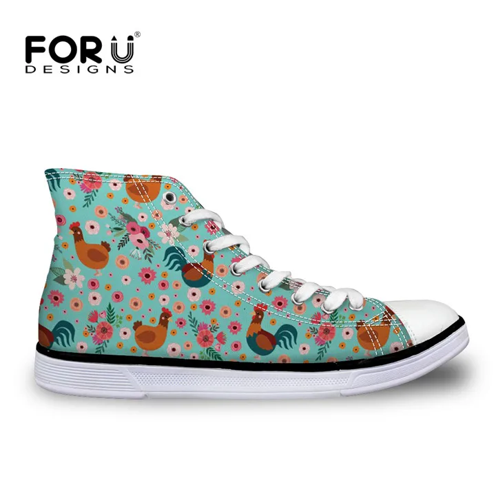 Forudesigns/детская обувь для девочек Детские кроссовки очаровательны курица печатных дети Футбол Удобная парусиновая обувь - Цвет: YQ583AT