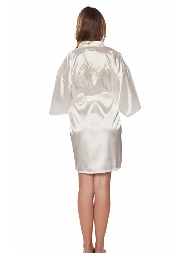Robe Wedding Bride Women Sleepwear nightwear White Bridal Dress Bathrobe Night dress Home Gown Sleepwear Nightgown Dressing Gown women sleepwear bride robes silk robe