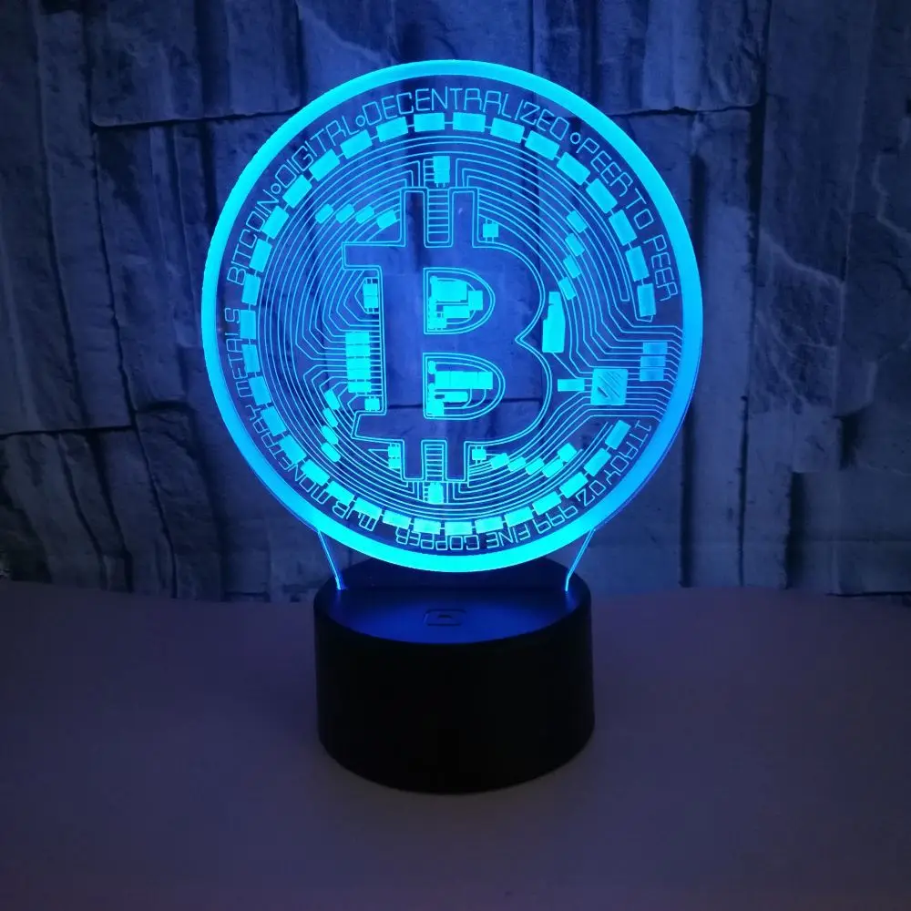 Креативная модель биткоина 3D ночник 7 цветов изменение цвета Usb символ монеты