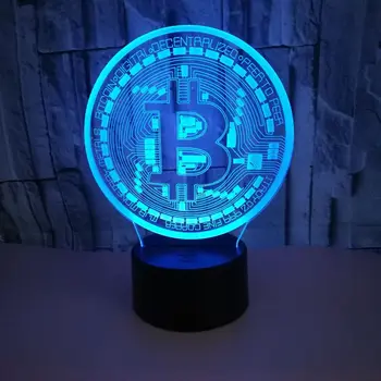 

Creative Bitcoin Sign Model 3D Night Light 7 Color Changing Usb Coin Symbol Table Lamp Baby Bedroom Sleep Lighting For Kids Gift